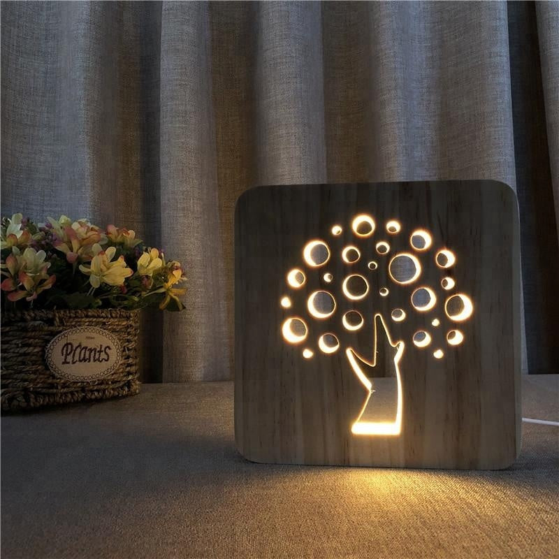 Veilleuse en Bois Arbre de Vie