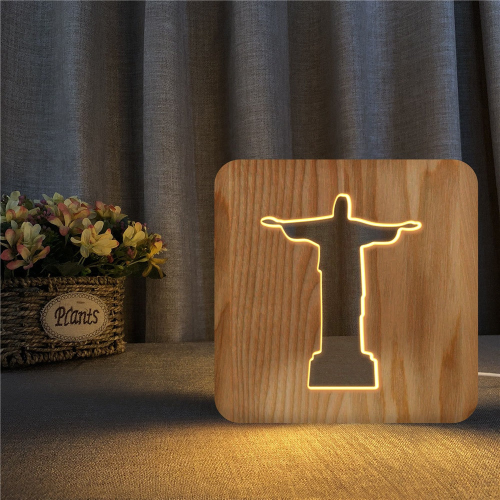 Veilleuse en Bois Christ Rédempteur