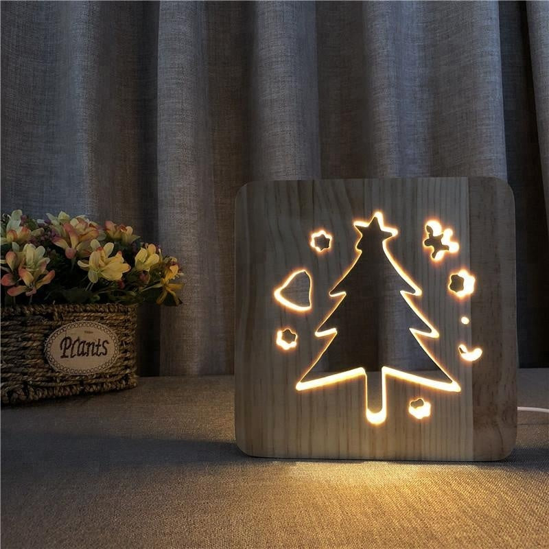 Veilleuse en Bois Sapin de Noël