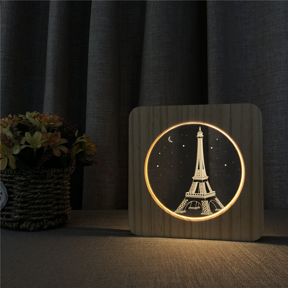 Veilleuse en Bois 3D Tour Eiffel