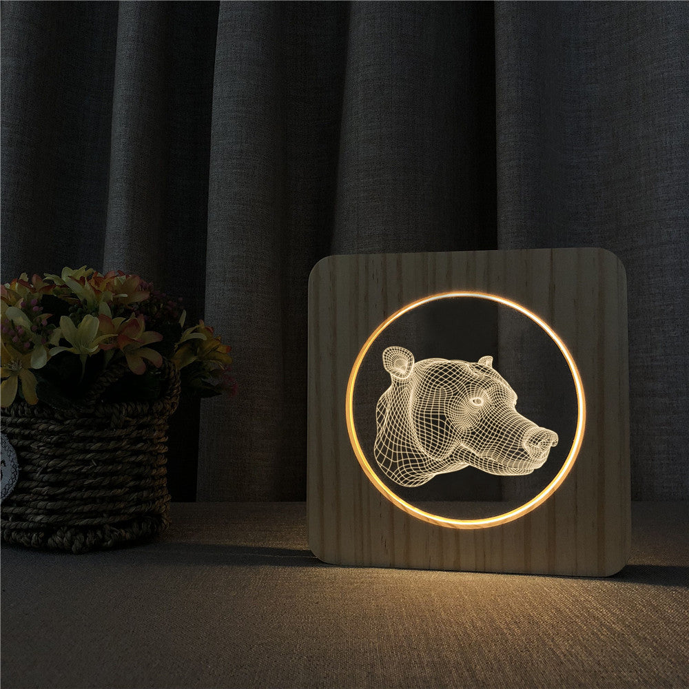Veilleuse en Bois 3D Ours