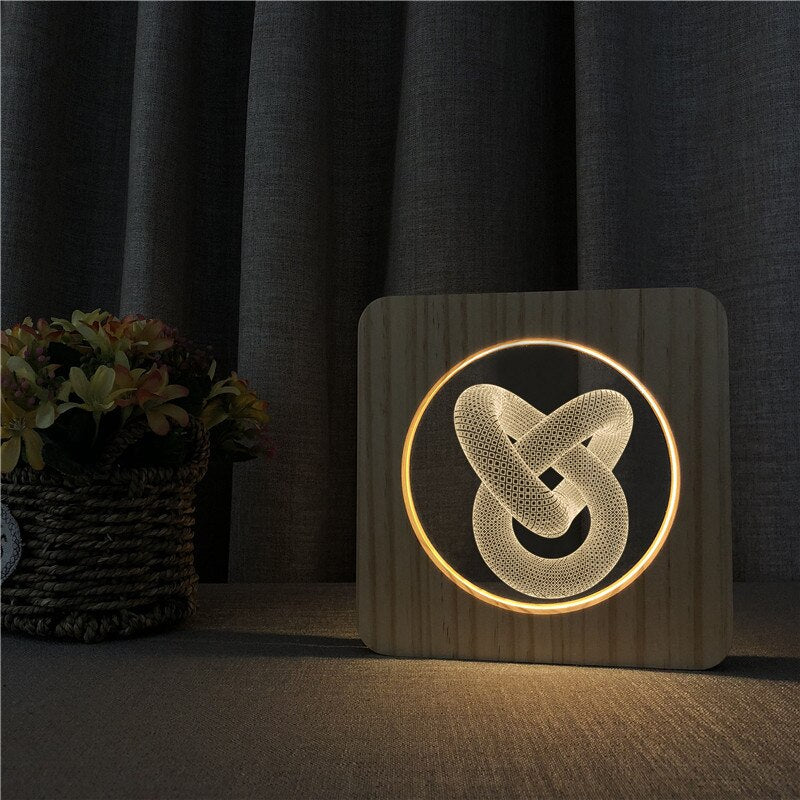 Veilleuse en Bois 3D Nœud Spécial