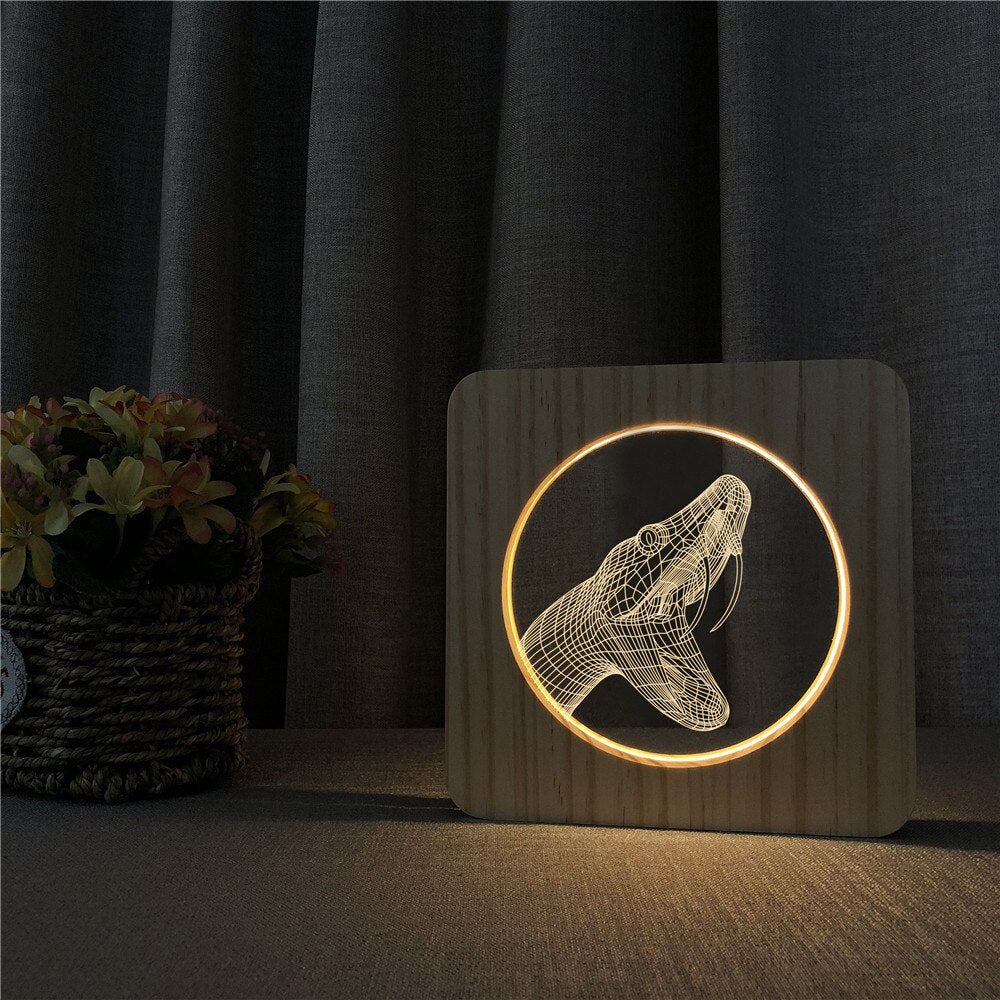 Veilleuse en Bois 3D Serpent